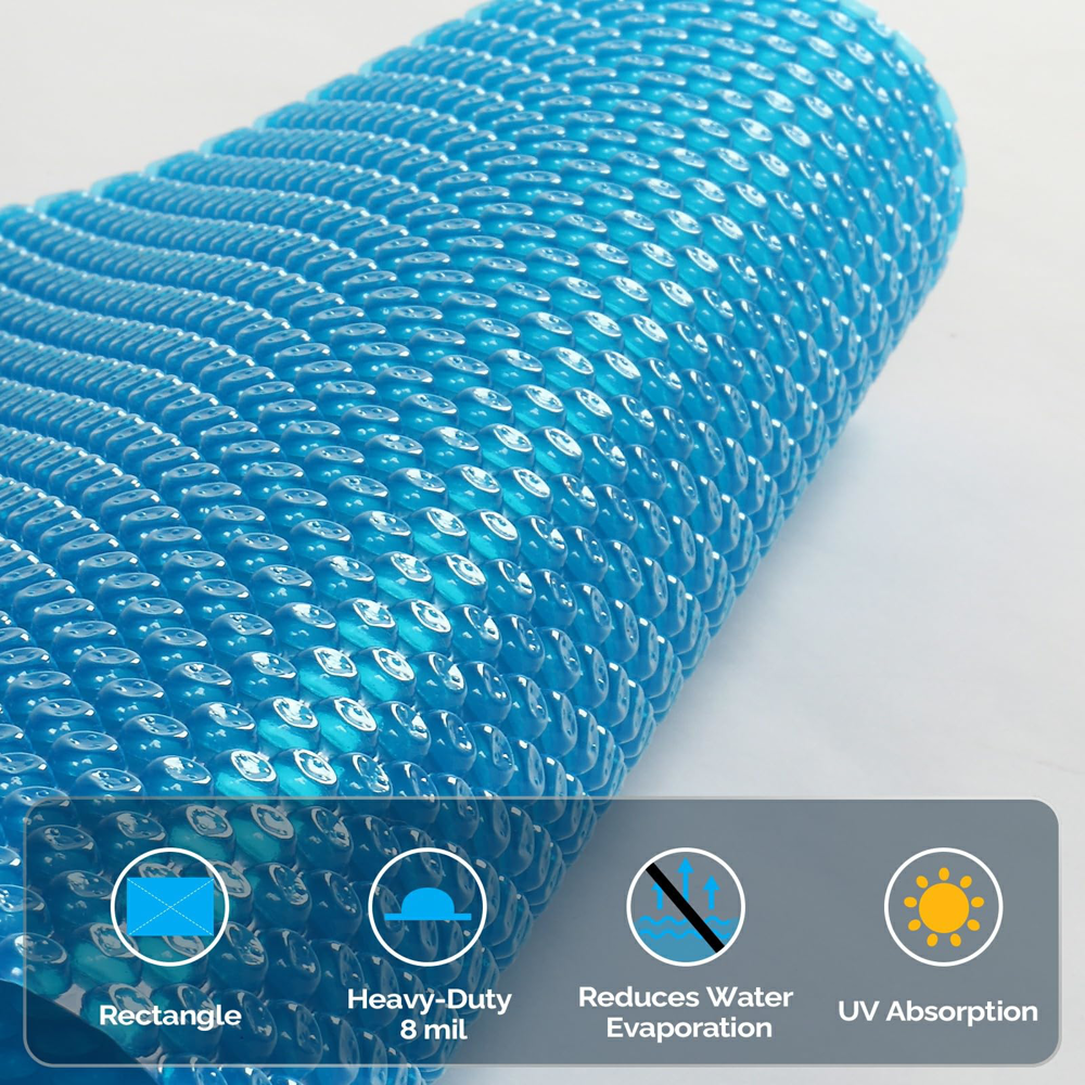 Rectangle Solar Pool Cover Heavy Duty Bubble Blanket Blue